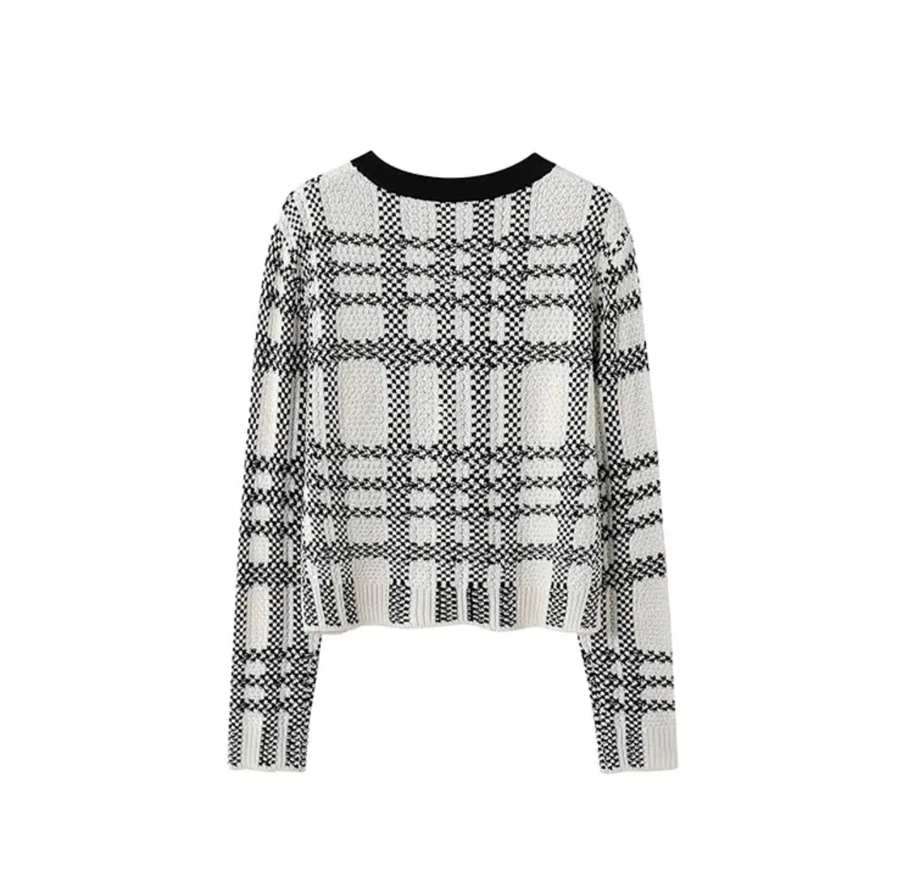 LV Grid Pattern Cropped Cardigan